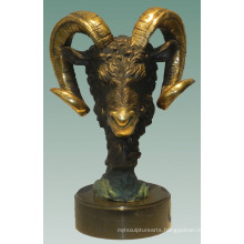 Animal Brass Statue Goat Head Deco Bronze Sculpture Tpyw-020